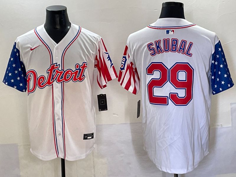 Men Detroit Tigers #29 Skubal White a generation of national flags Jointly Name 2025 Nike MLB Jersey style 1
